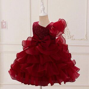 Girls Princess Color-block Tulle Dress